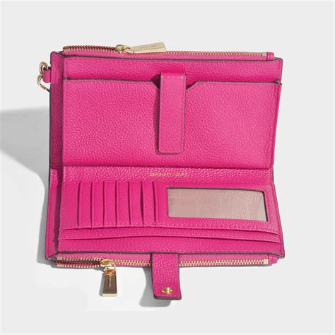 michael kors double zip wristlet pink|michael kors black wristlet wallet.